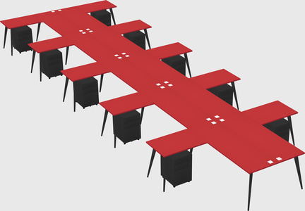 Shared l-shaped office desk system