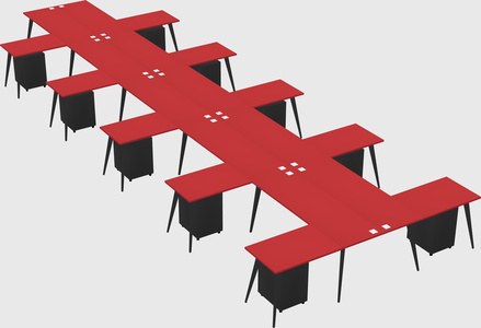 Shared l-shaped office desk system