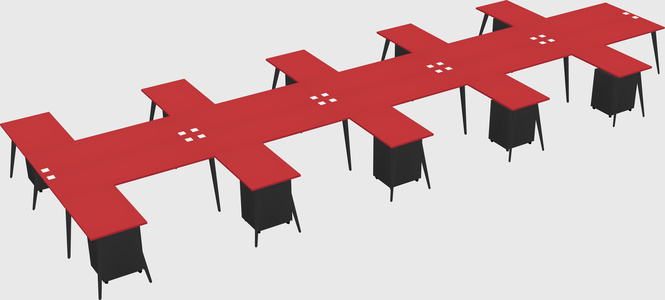 Shared l-shaped office desk system