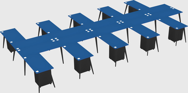 Shared l-shaped office desk system