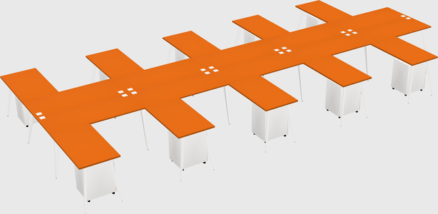 Shared l-shaped office desk system