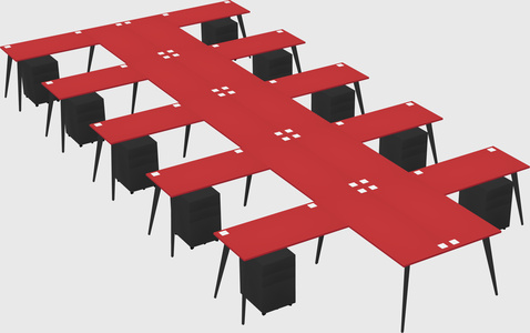 Shared l-shaped office desk system
