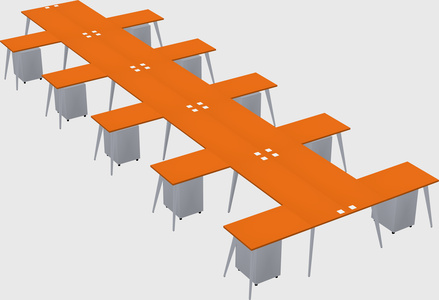 Shared l-shaped office desk system