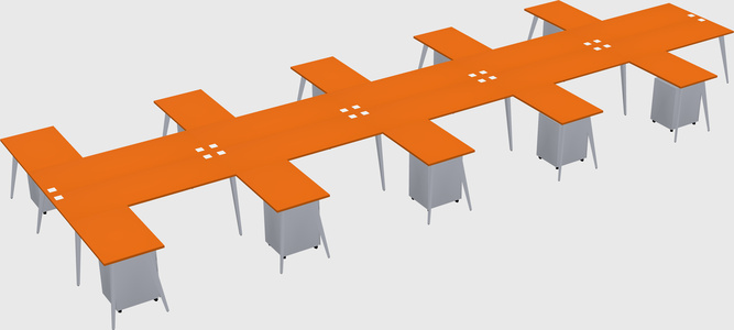 Shared l-shaped office desk system