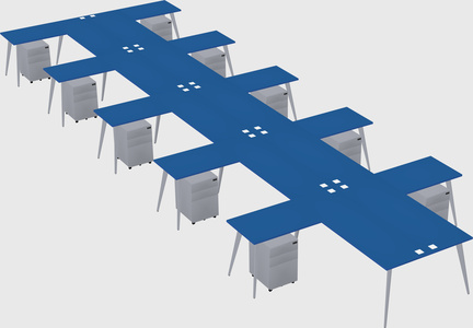 Shared l-shaped office desk system