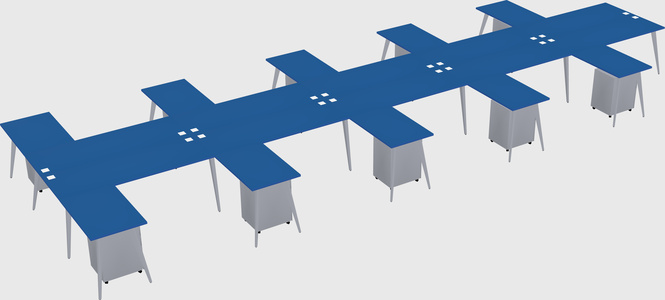 Shared l-shaped office desk system
