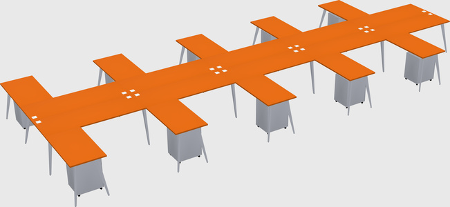 Shared l-shaped office desk system