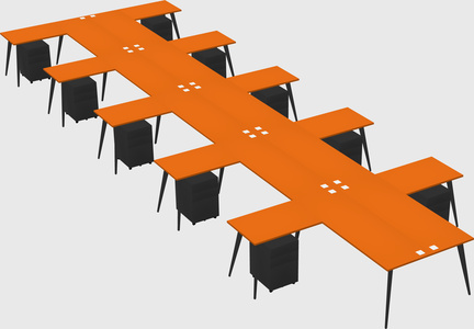Shared l-shaped office desk system