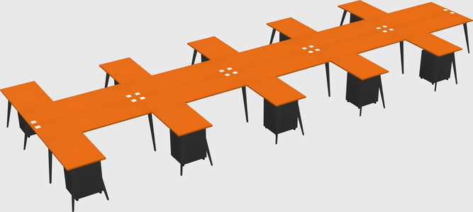 Shared l-shaped office desk system