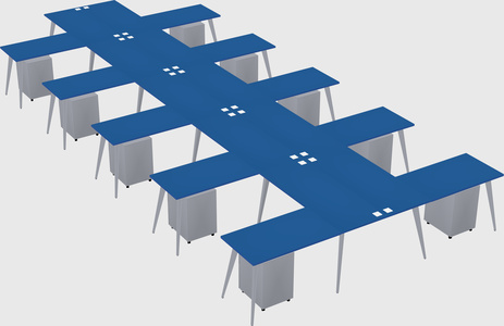 Shared l-shaped office desk system
