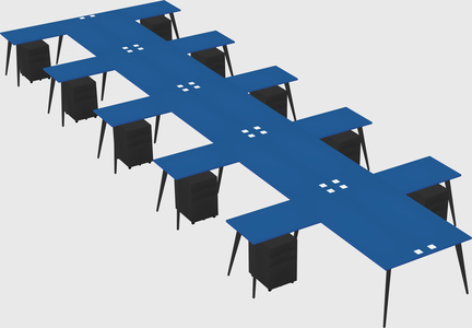 Shared l-shaped office desk system