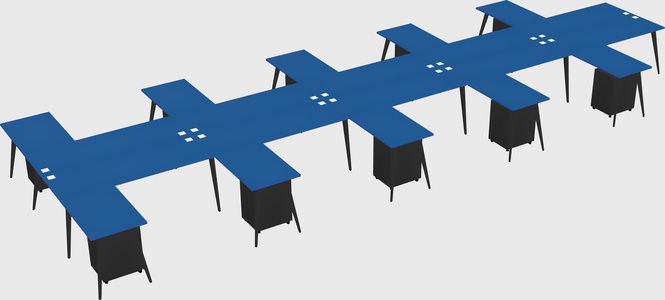 Shared l-shaped office desk system
