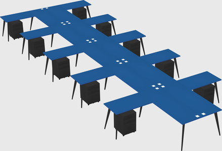 Shared l-shaped office desk system