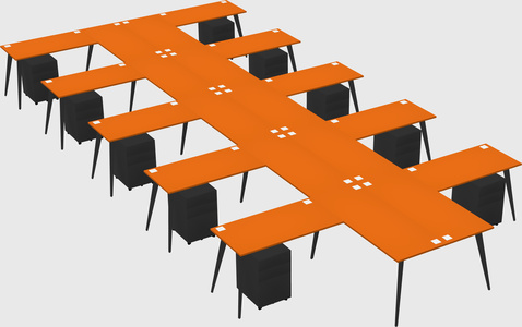 Shared l-shaped office desk system