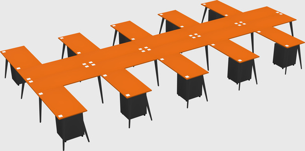 Shared l-shaped office desk system