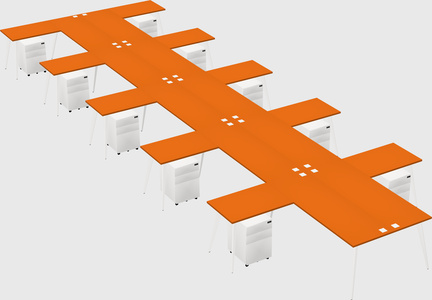 Shared l-shaped office desk system