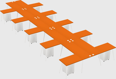 Shared l-shaped office desk system