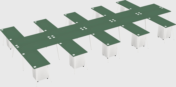 Shared l-shaped office desk system