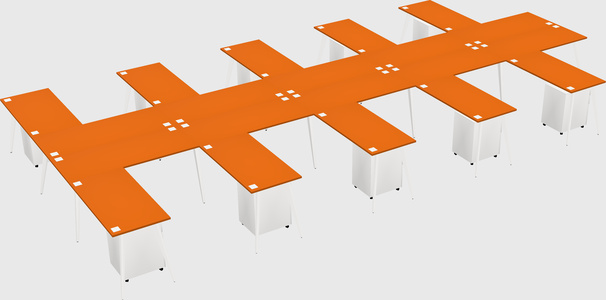 Shared l-shaped office desk system