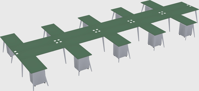 Shared l-shaped office desk system