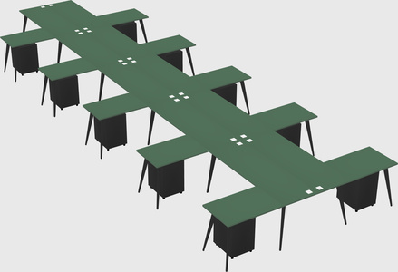 Shared l-shaped office desk system