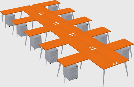 Shared l-shaped office desk system