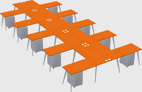 Shared l-shaped office desk system