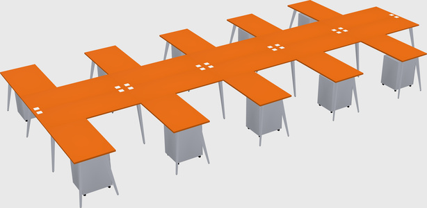Shared l-shaped office desk system