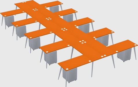 Shared l-shaped office desk system