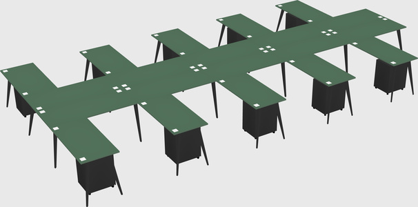 Shared l-shaped office desk system