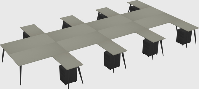 Shared L-shaped Office Desk System