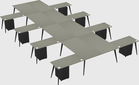 Shared l-shaped office desk system