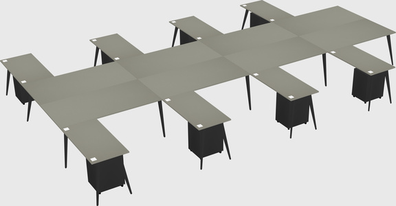 Shared l-shaped office desk system