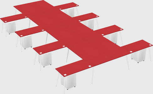Shared l-shaped office desk system