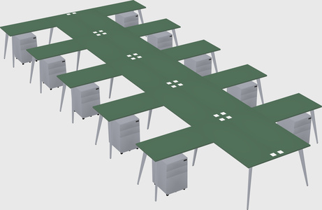 Shared l-shaped office desk system