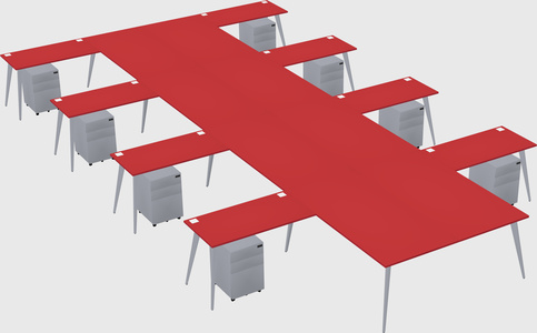 Shared l-shaped office desk system