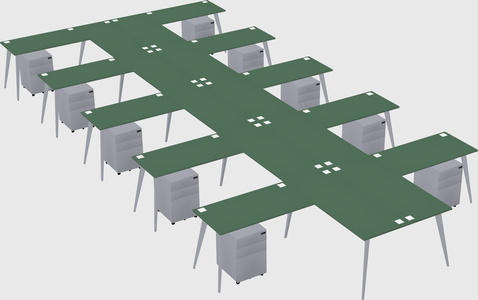 Shared l-shaped office desk system