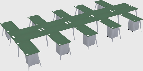 Shared l-shaped office desk system