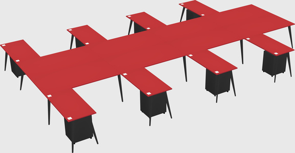 Shared l-shaped office desk system