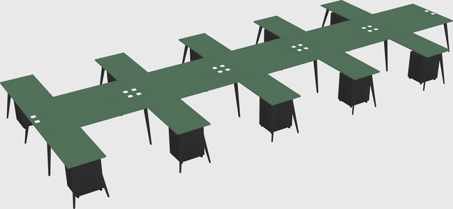 Shared l-shaped office desk system