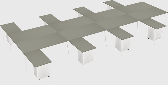 Shared l-shaped office desk system