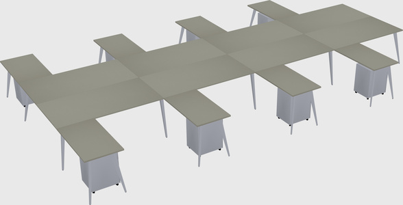 Shared l-shaped office desk system