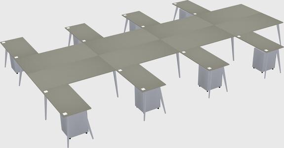Shared l-shaped office desk system