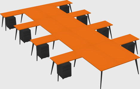 Shared l-shaped office desk system