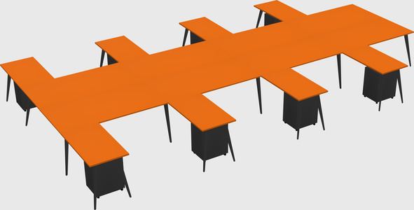 Shared l-shaped office desk system