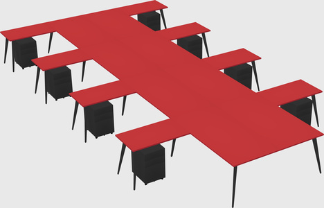 Shared l-shaped office desk system