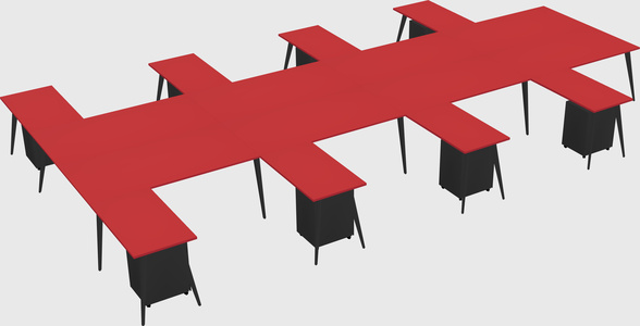 Shared l-shaped office desk system