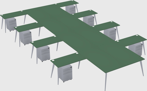 Shared l-shaped office desk system