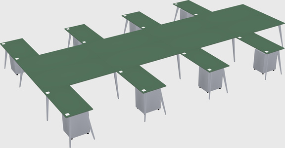 Shared l-shaped office desk system