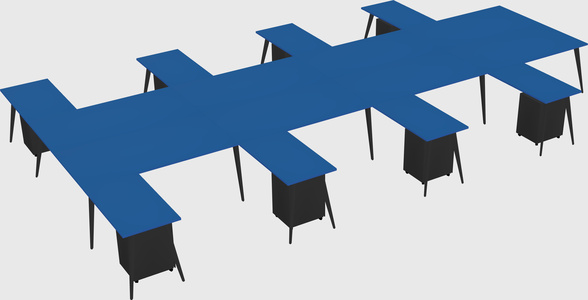 Shared l-shaped office desk system